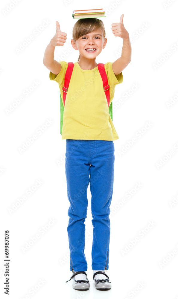 Portrait of a cute little schoolgirl with backpack Portrait of a cute little schoolgirl with backpack