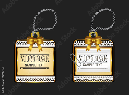 Vintage glossy golden locket badge design, create by vector