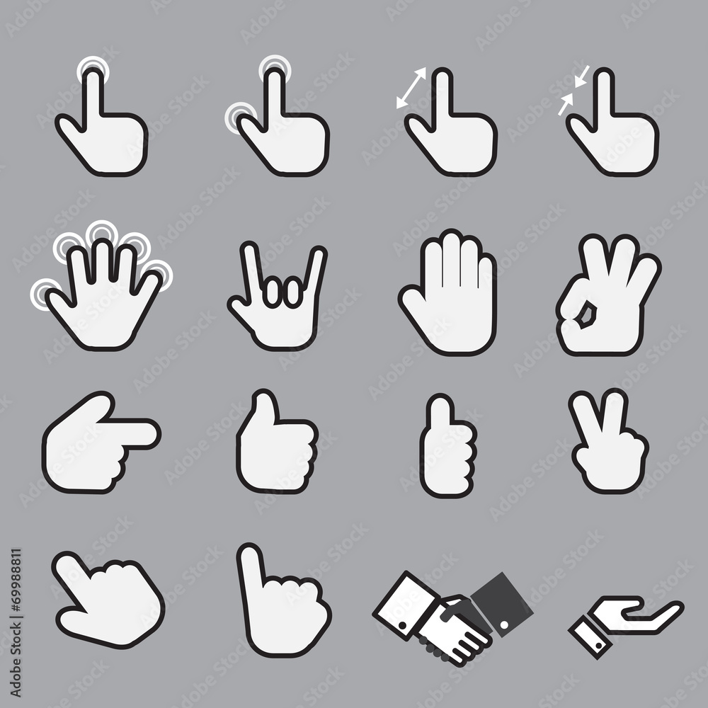 hand icon set.vector hand icon set.vector