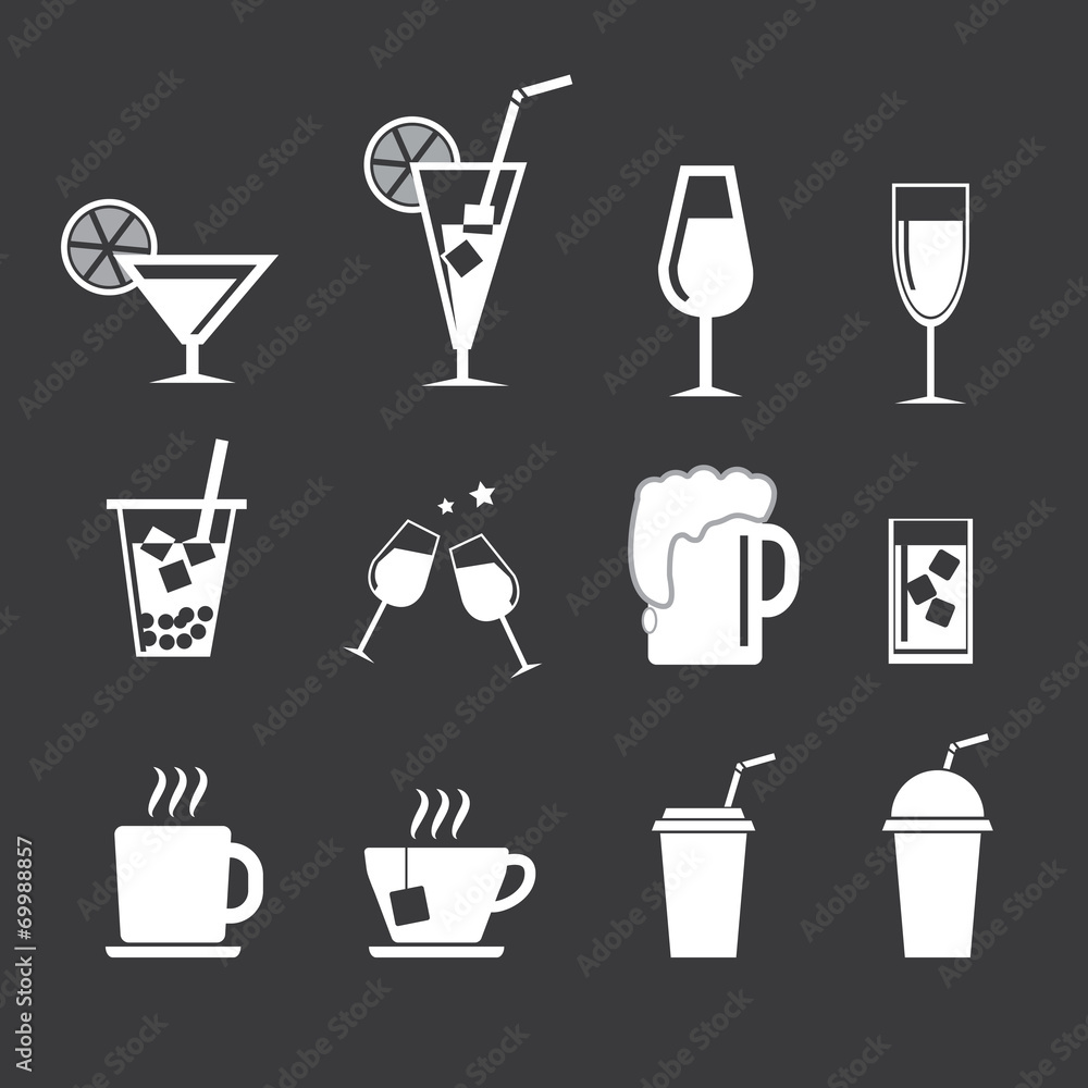 Vector drinks icons set Vector drinks icons set