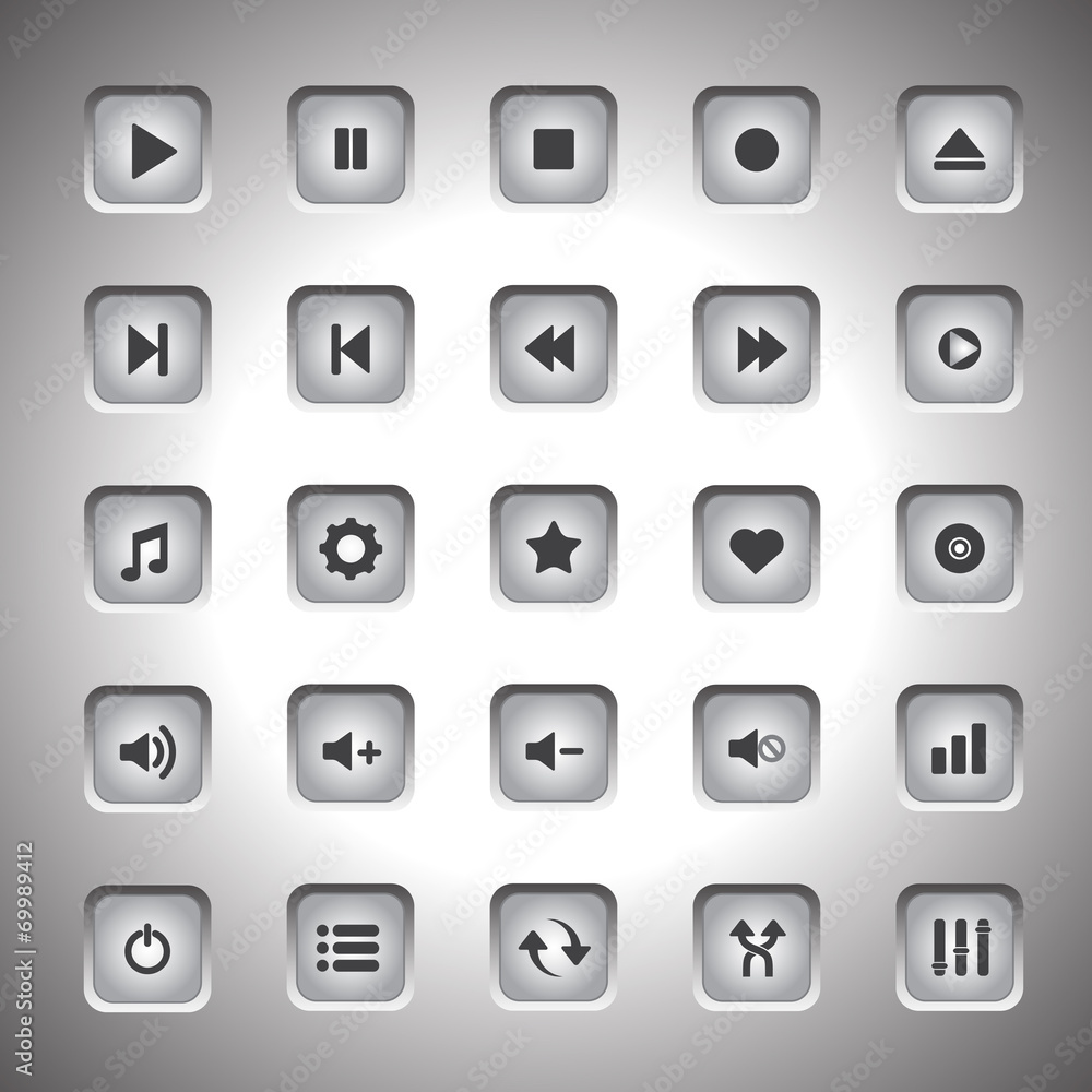 Media player buttons collection vector design elements Media player buttons collection vector design elements