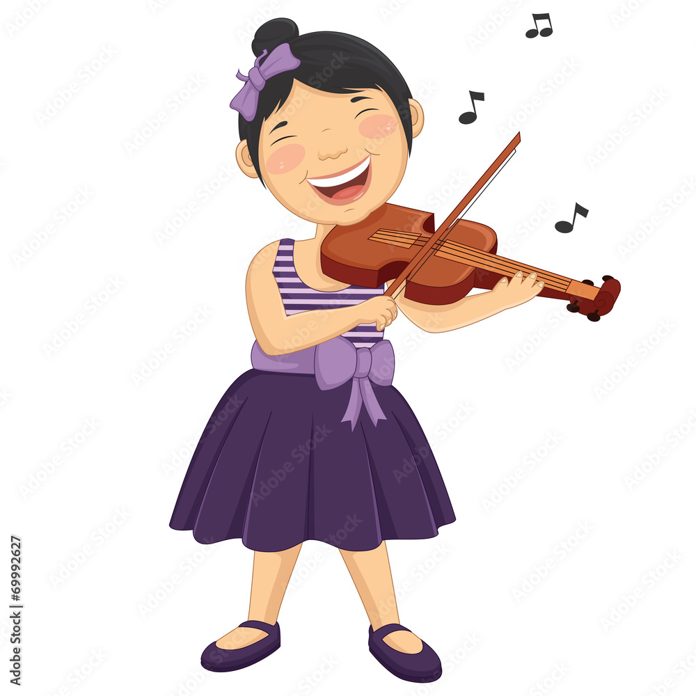 Vector Illustration Of A Little Girl Playing Violin Stock Vector ...