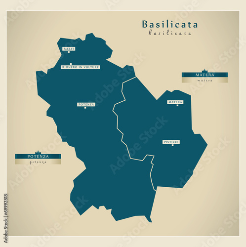 Moderne Landkarte - Basilicata IT