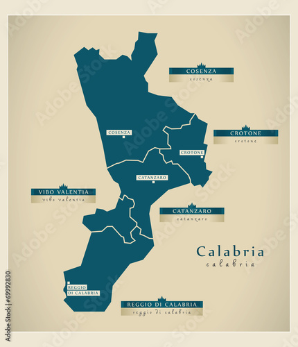 Moderne Landkarte - Calabria IT