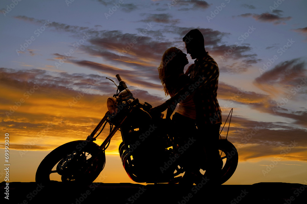 custom made wallpaper toronto digitalsilhouette couple kiss on motorcycle