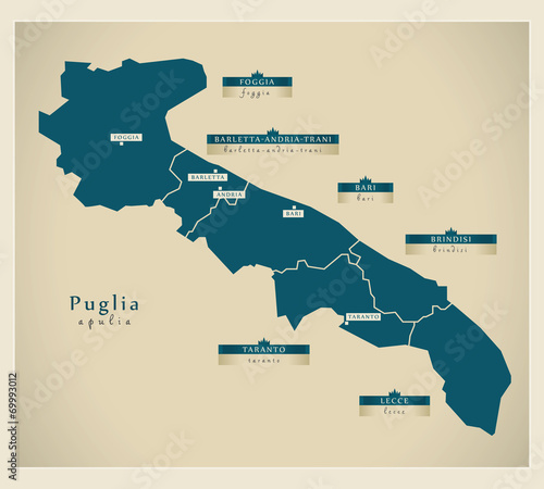 Moderne Landkarte - Puglia IT