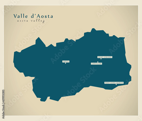 Moderne Landkarte - Aosta-Tal IT
