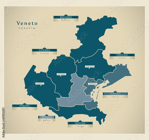 Moderne Landkarte - Veneto IT