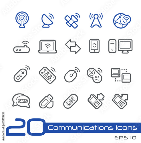 Wireless Communications Icons -- Line Series