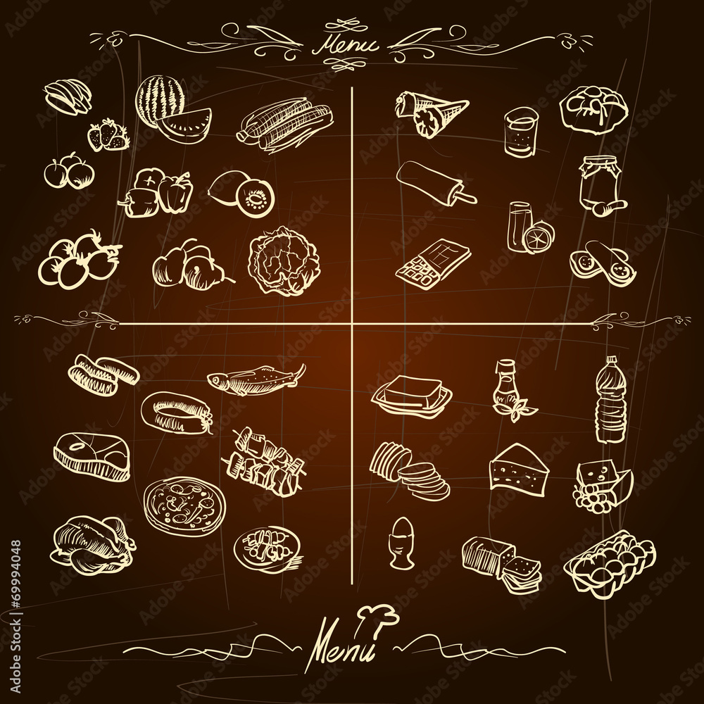 Restaurant Food Menu Design with Chalkboard Background Stock Vector