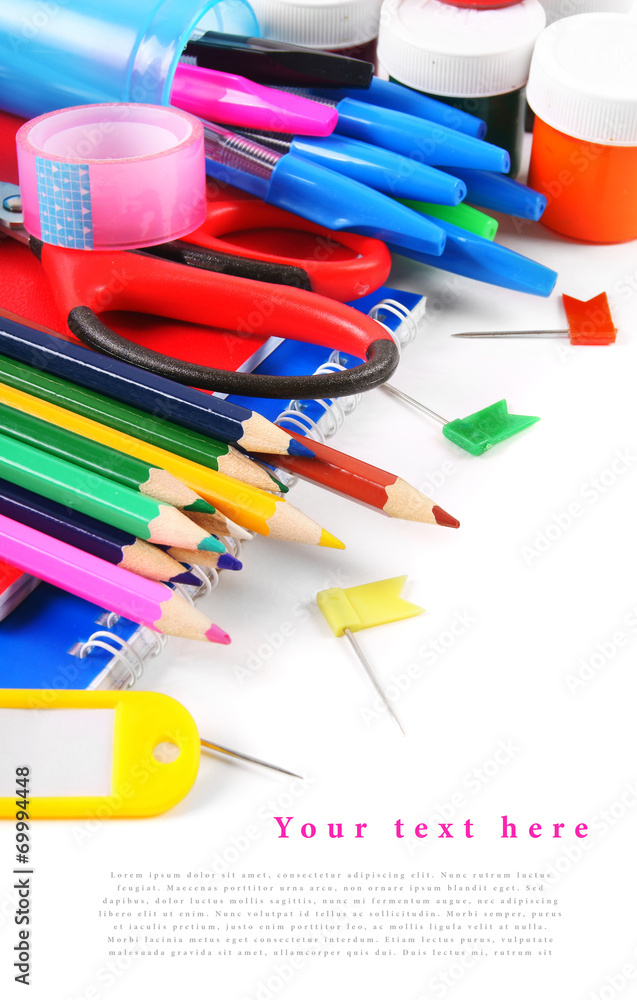 School tools and accessories on a white background. School tools and accessories on a white background.