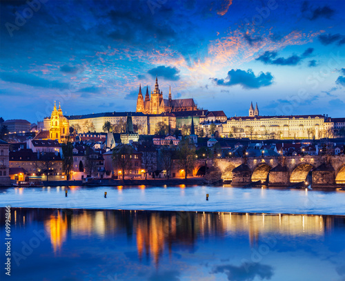 Charles Bridge and Prague Castle in twilight © Dmitry Rukhlenko