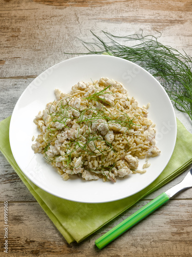 risotto with fish fillet  and sweet fennel