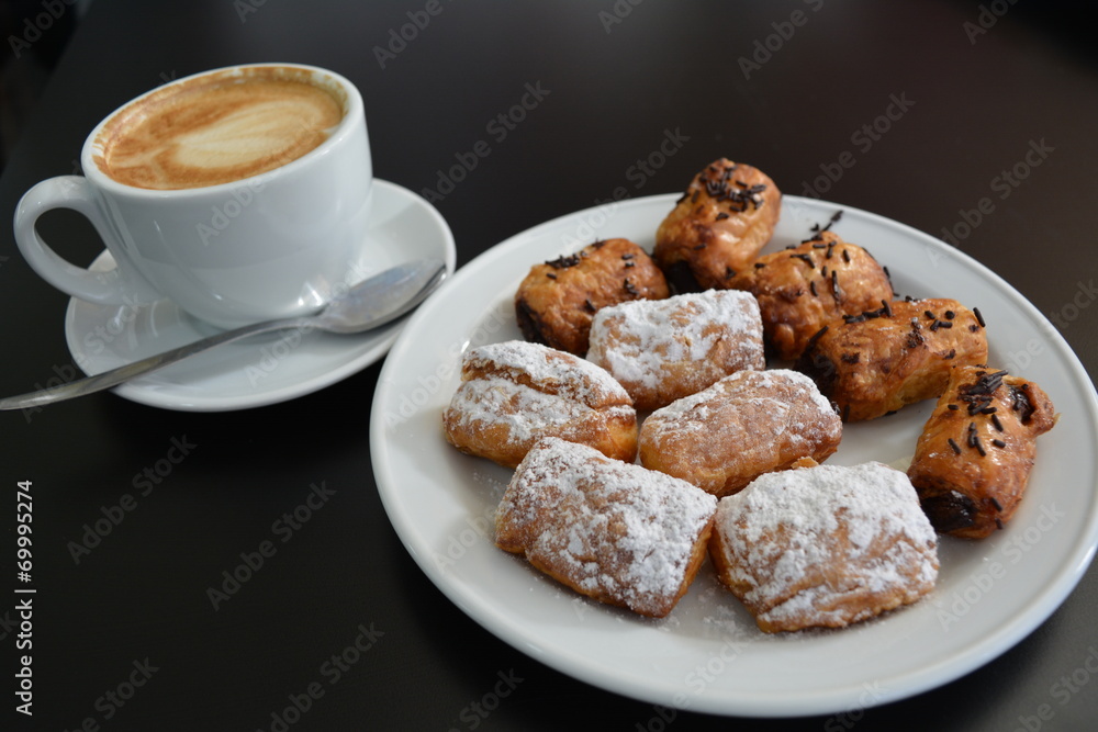 Cup Of Cappuccino And Cake. Cup Of Cappuccino And Cake.
