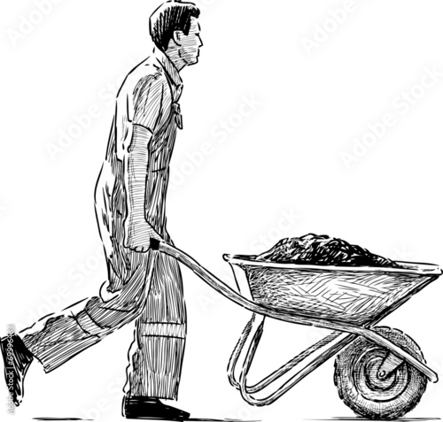 laborer with a wheelbarrow