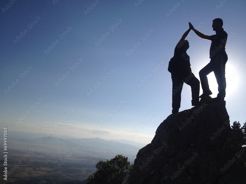 Obraz premium zirvede başarıyı kutlamak