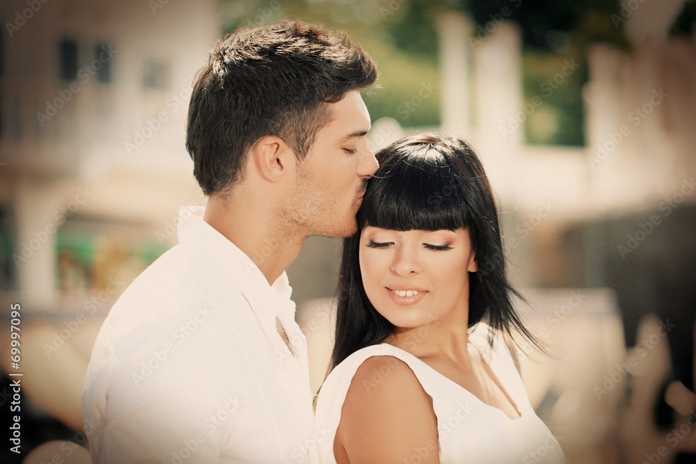 Beautiful young romantic couple, outdoors Beautiful young romantic couple, outdoors