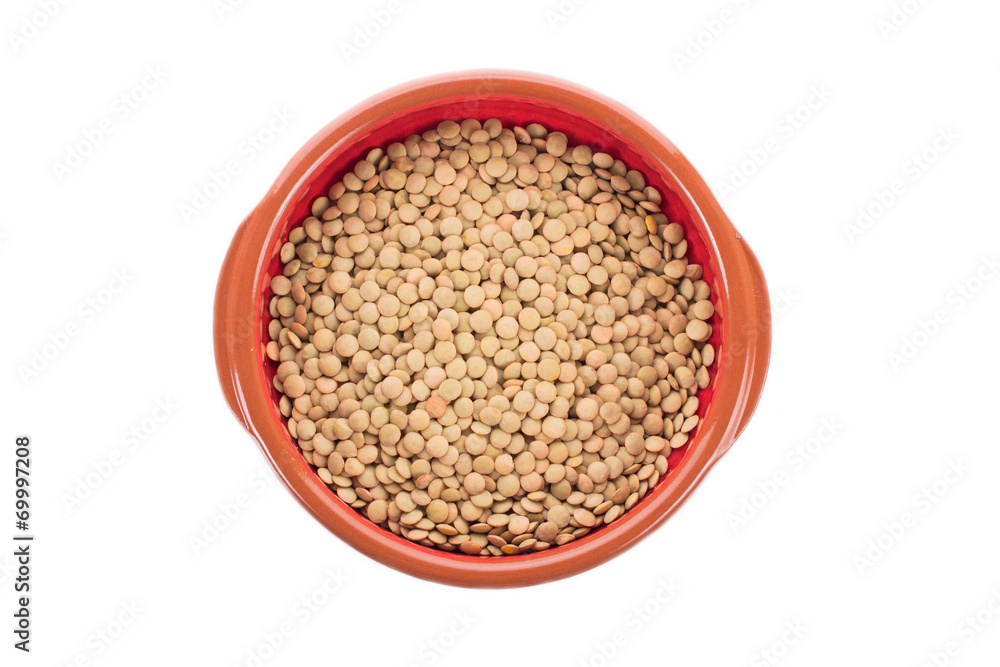 Ceramic bowl with green lentil Ceramic bowl with green lentil