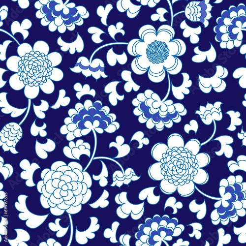 seamless blue floral porcelain china background