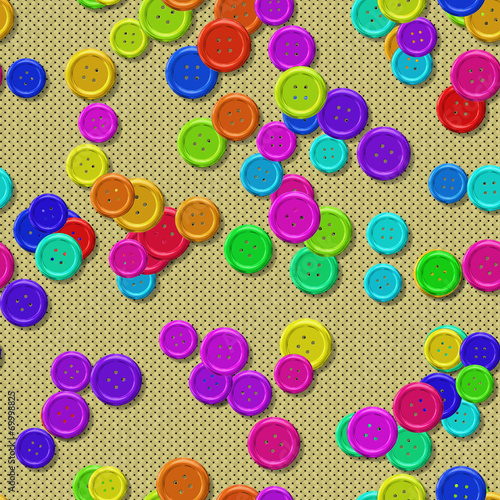 Sewing buttons with seamless generated texture background