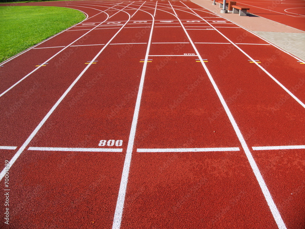 Red racetrack on the stadium