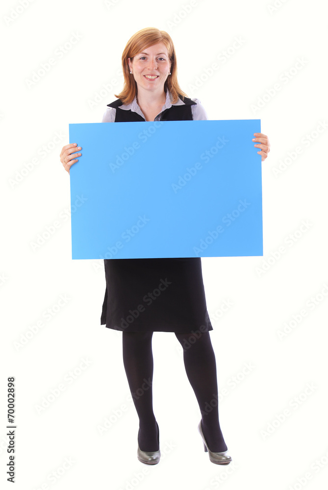 Young beauty business woman hold empty paper Young beauty business woman hold empty paper