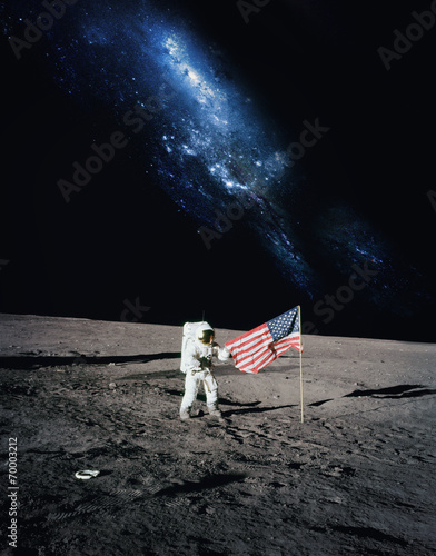 Astronaut walking on moon. Elements of this image furnished by N #70003212