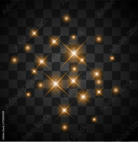 Set of light orange sparkles on a transparent background vector