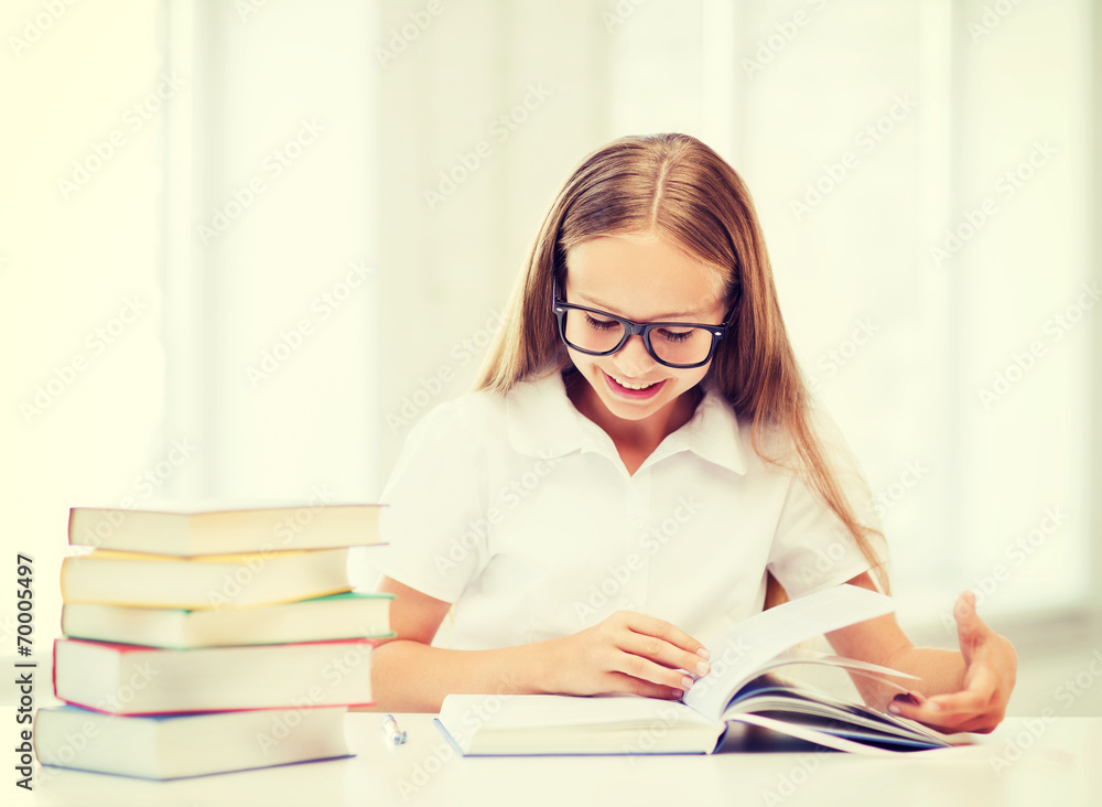 student girl studying at school student girl studying at school