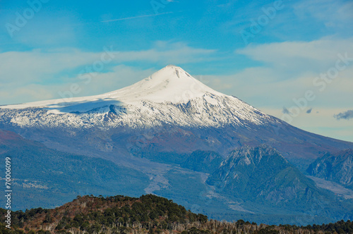 Volcan Villarrica viewed from Santuario El Cani  near Pucon  Chi