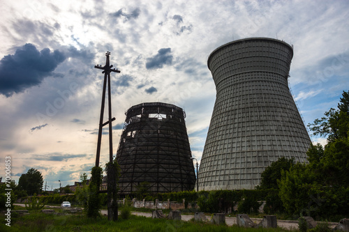 Cooling towers of the cogeneration plant in Kyiv, Ukraine