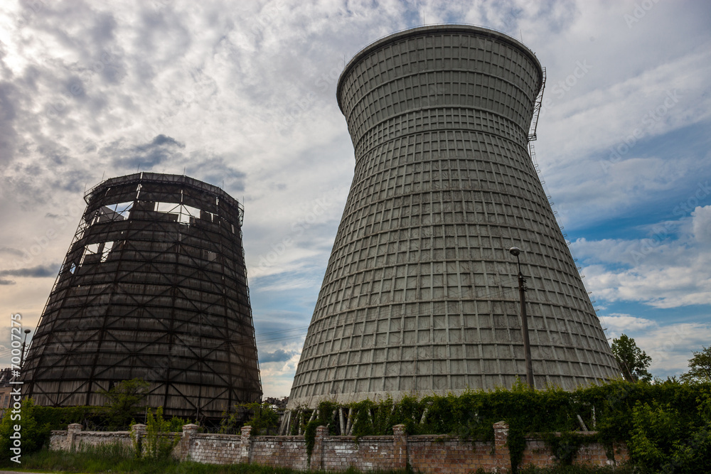 Cooling towers of the cogeneration plant in Kyiv, Ukraine