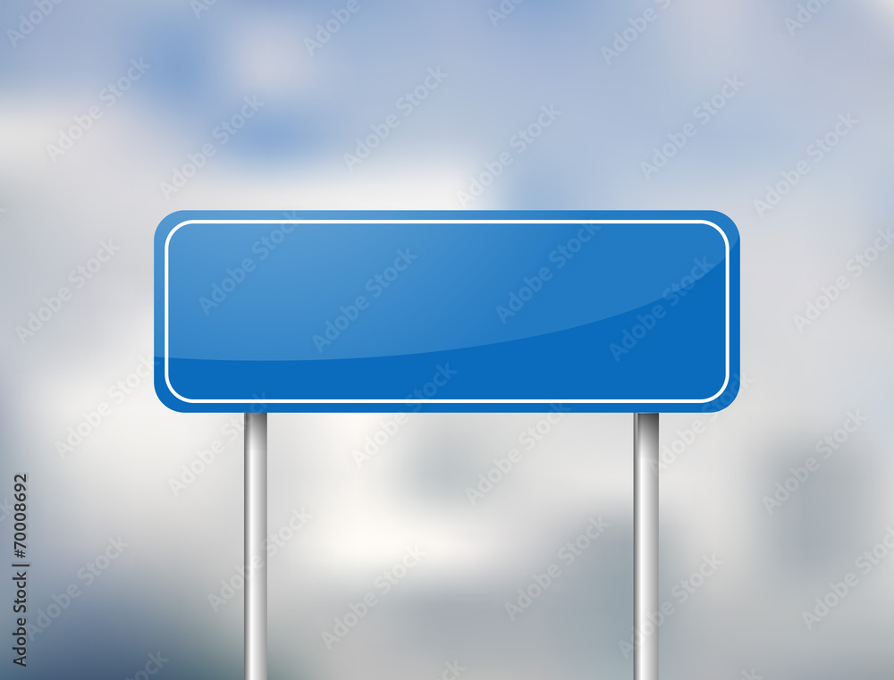 Blue blank road sign over the blue cloudy sky vector Blue blank road sign over the blue cloudy sky vector