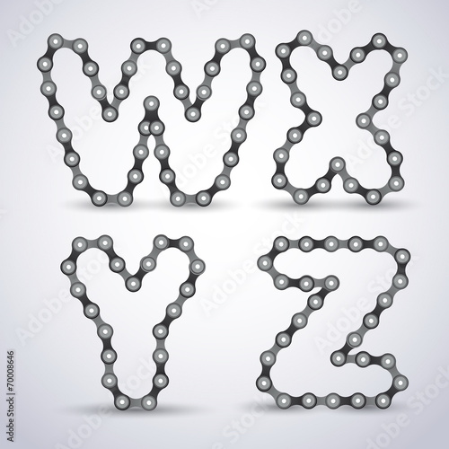 Vector alphabet letters made from Bicycle chain