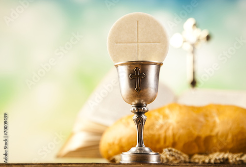 Holy Communion Bread, Wine 