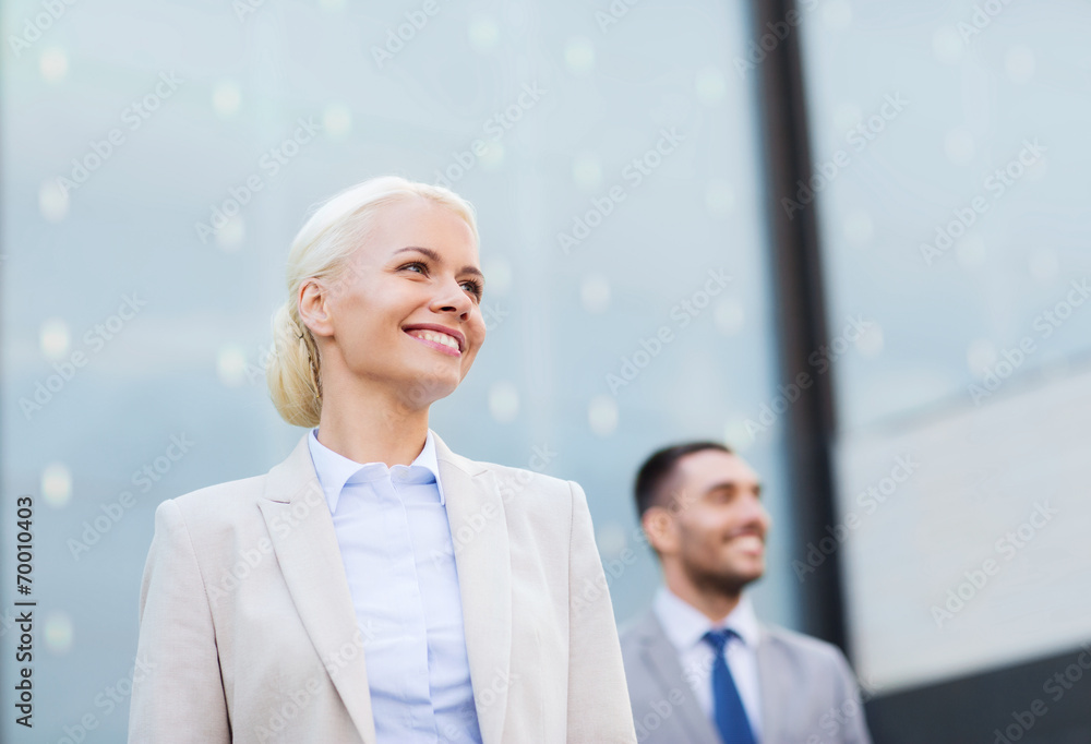 close up of smiling businessmen close up of smiling businessmen