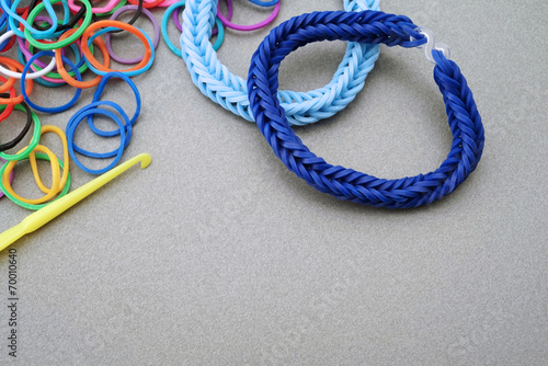 Jewelry made from elastic rubber bands with copy space