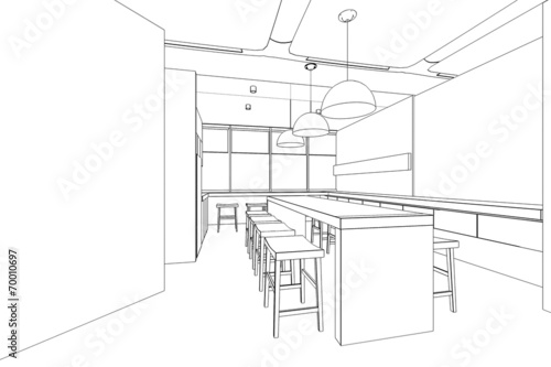 outline sketch of a interior pantry area