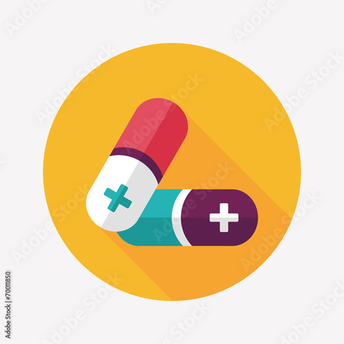 Pills flat icon with long shadow