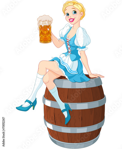 Oktoberfest girl on the keg