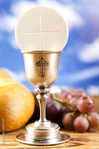 Holy Communion Bread, Wine  photo