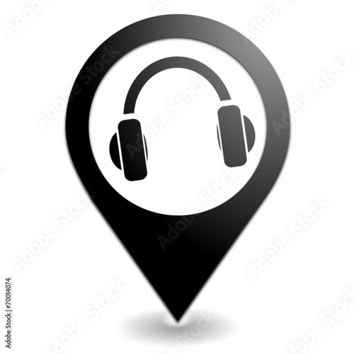 casque audio sur symbole localisation noir