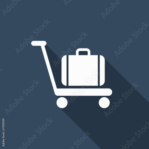 baggage on cart icon with long shadow