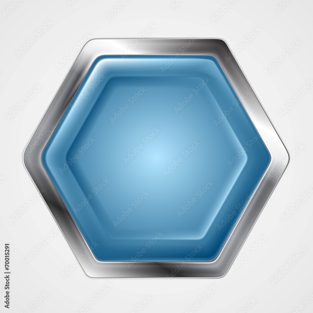 Blue and metallic hexagon shape logo Blue and metallic hexagon shape logo