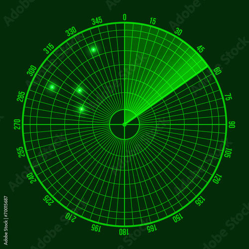 Green Radar Screen. Vector photo