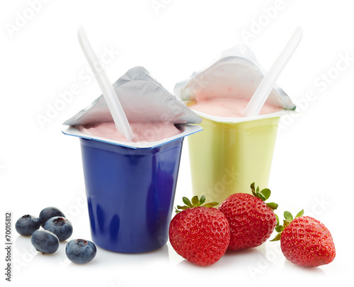 two plastic yogurt pots