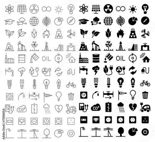 Energy and resource icon set