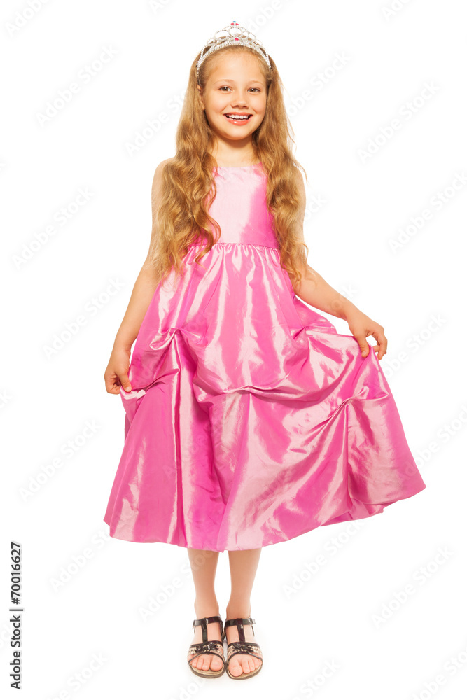 Little girl in pink dress with princess crown Little girl in pink dress with princess crown