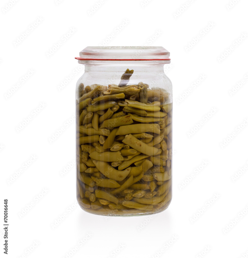 Very old pot of green string-beans, preserved Very old pot of green string-beans, preserved
