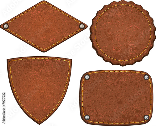 Set of leather labels. Vector illustration